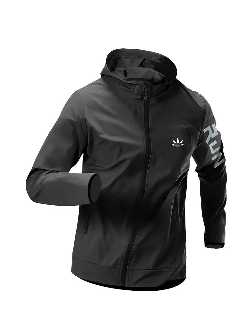 Running Gear Jacket - Jaqueta corta-vento masculina com capuz, à